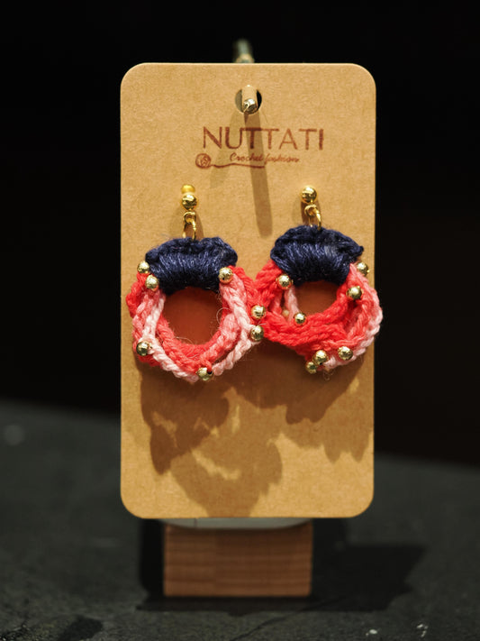 Nuttati Coral & Navy Hoop Drops