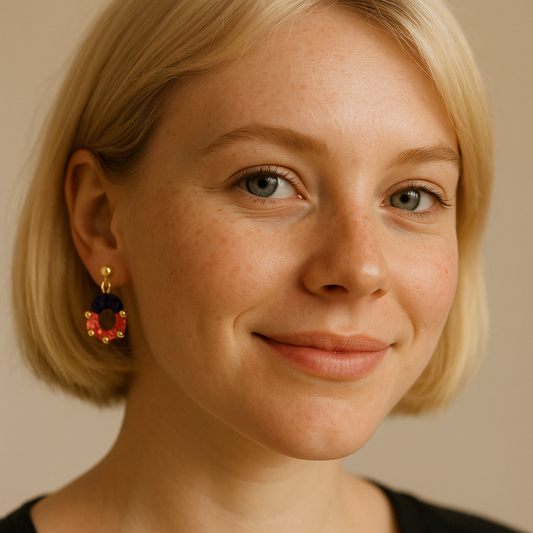 Nuttati Coral & Navy Hoop Drops