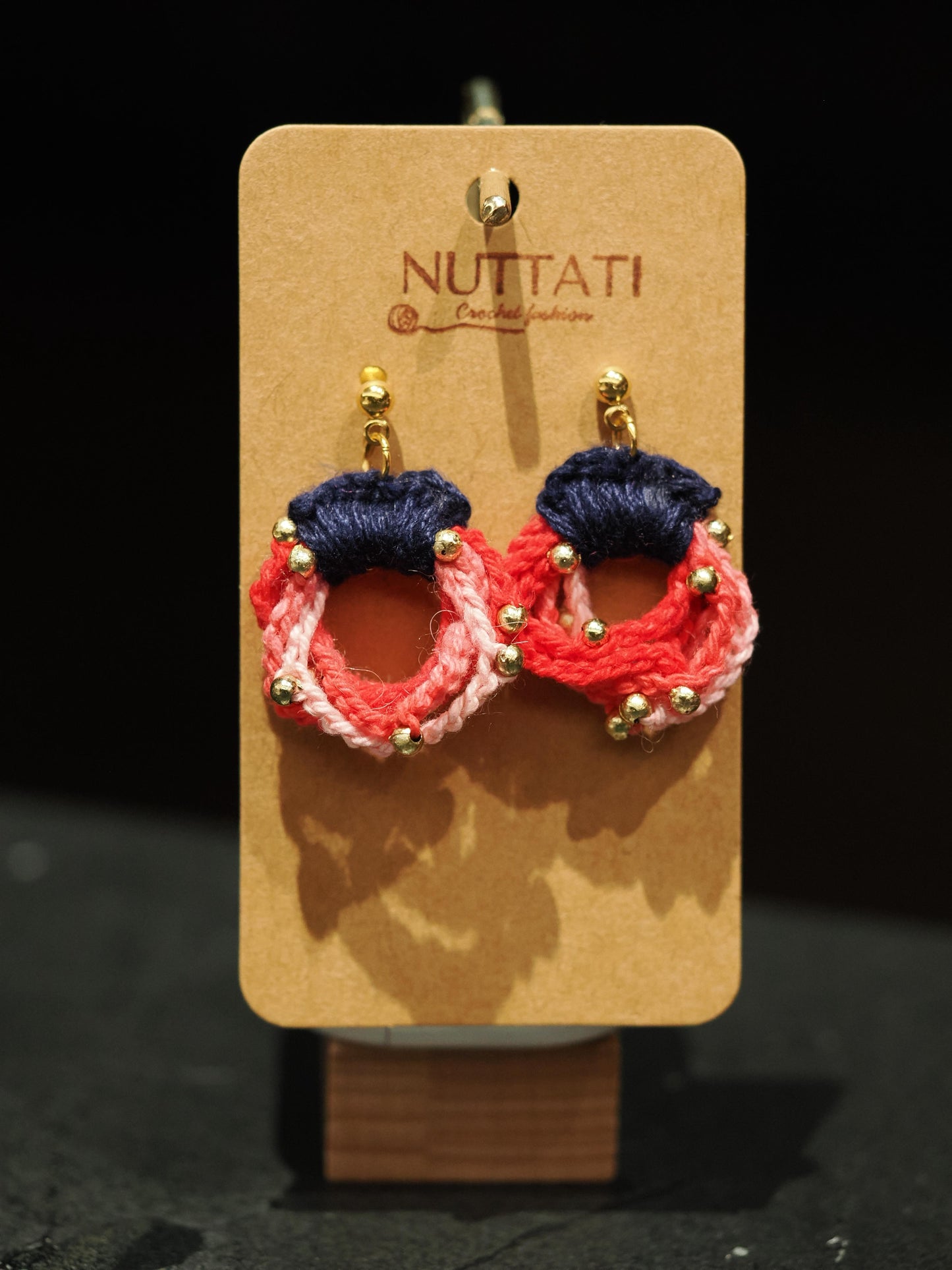 Nuttati Coral & Navy Hoop Drops